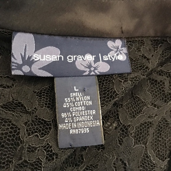 Susan Graver Sheer Lace Duster Jacket Black Size XL - Picture 8 of 12